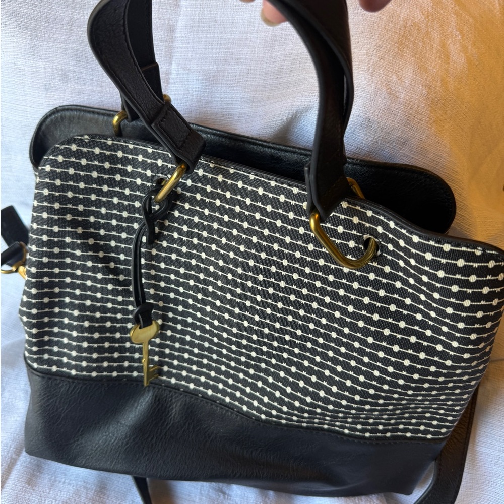 Fossil Black and White Patterned Shoulder Bag